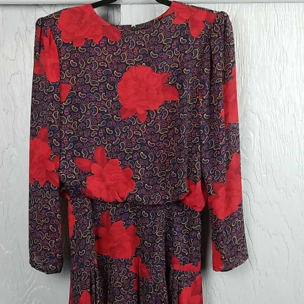 VINTAGE..KONO.. 80's floral, paisley midi dress